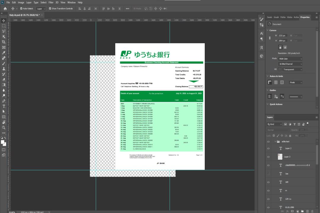Déclaration d'organisation de la JP Bank (Japan Post Bank) Modèle Word et PDF template